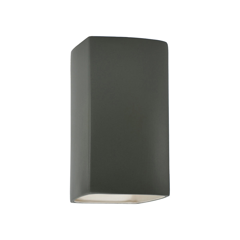 Ambiance Rectangle Closed Top Outdoor Wall Light in Pewter Green (Small).