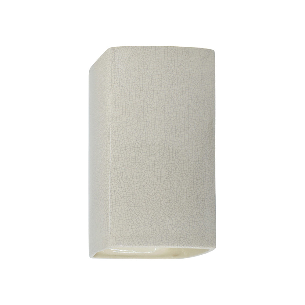 Ambiance Rectangle Closed Top Outdoor Wall Light in White Crackle (Small).