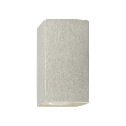 Ambiance Rectangle Closed Top Outdoor Wall Light in White Crackle (Small).