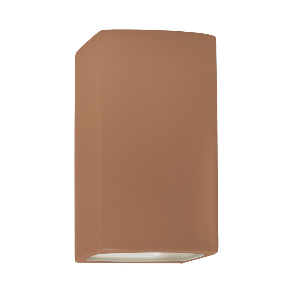 Ambiance Rectangle Closed Top Outdoor Wall Light in Adobe (Large).