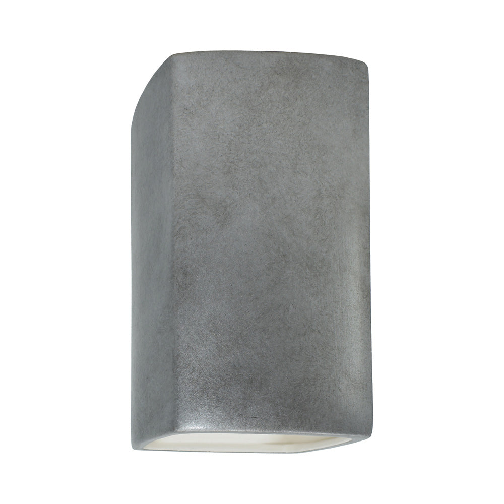 Ambiance Rectangle Closed Top Outdoor Wall Light in Antique Silver (Large).