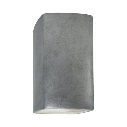 Ambiance Rectangle Closed Top Outdoor Wall Light in Antique Silver (Large).