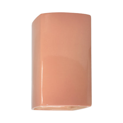 Ambiance Rectangle Closed Top Outdoor Wall Light in Gloss Blush (Large).