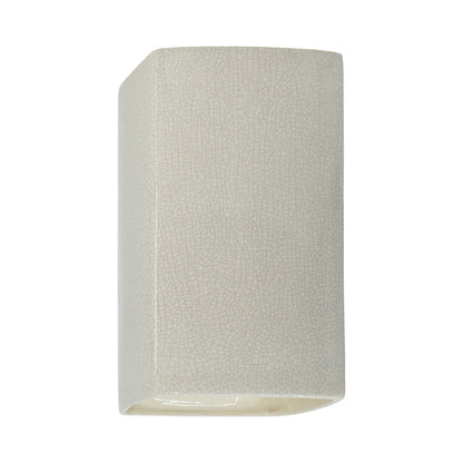 Ambiance Rectangle Closed Top Outdoor Wall Light in White Crackle (Large).