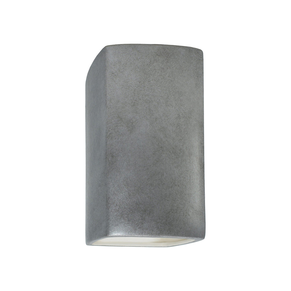 Ambiance Rectangle Open Top and Bottom Wall Light in Antique Silver (Small).
