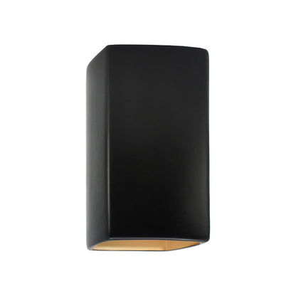 Ambiance Rectangle Open Top and Bottom Wall Light in Carbon Matte Black/Champagne Gold (Small).