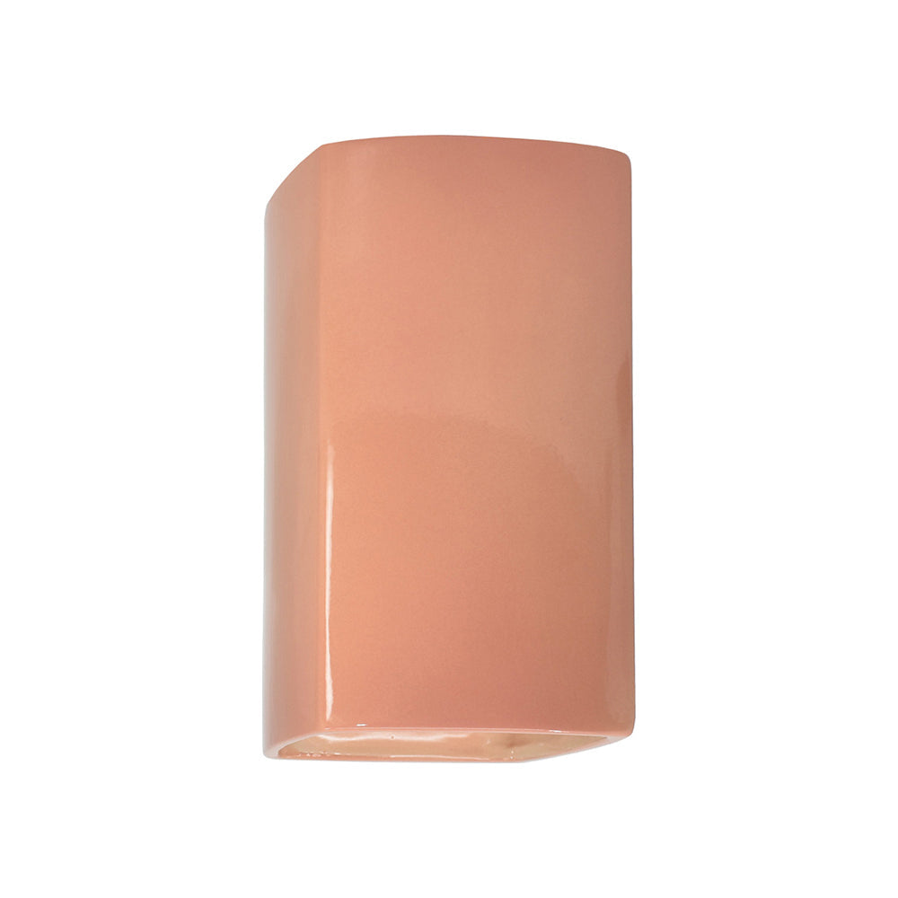 Ambiance Rectangle Open Top and Bottom Wall Light in Gloss Blush (Small).