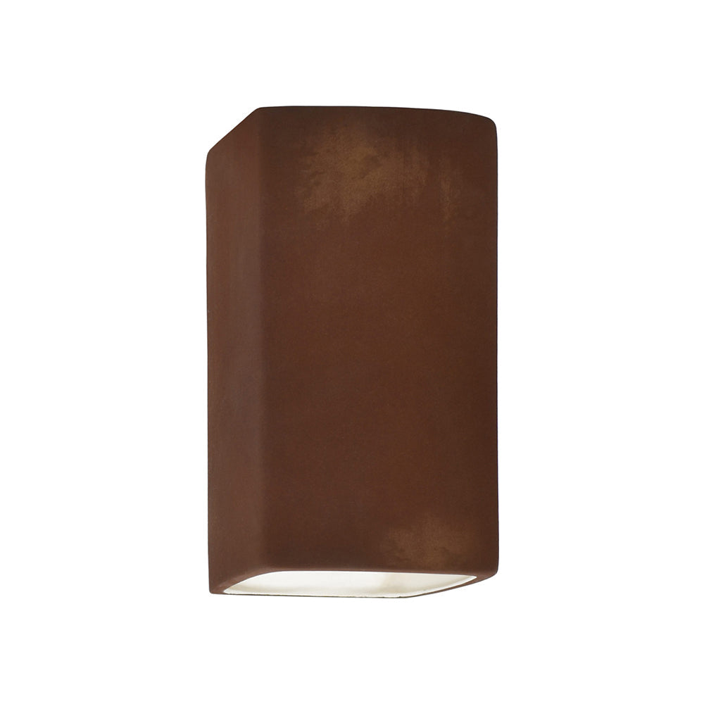 Ambiance Rectangle Open Top and Bottom Wall Light in Real Rust (Small).
