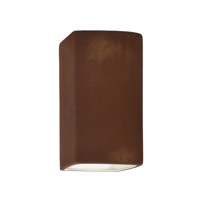 Ambiance Rectangle Open Top and Bottom Wall Light in Real Rust (Small).