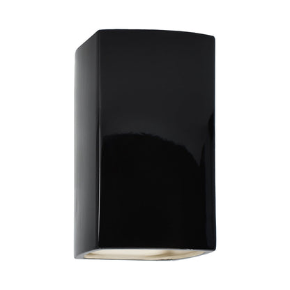 Ambiance Rectangle Open Top and Bottom Wall Light in Gloss Black (Large).