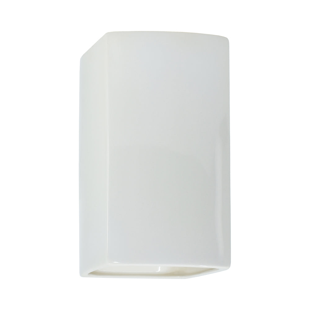 Ambiance Rectangle Open Top and Bottom Wall Light in Gloss White (Large).