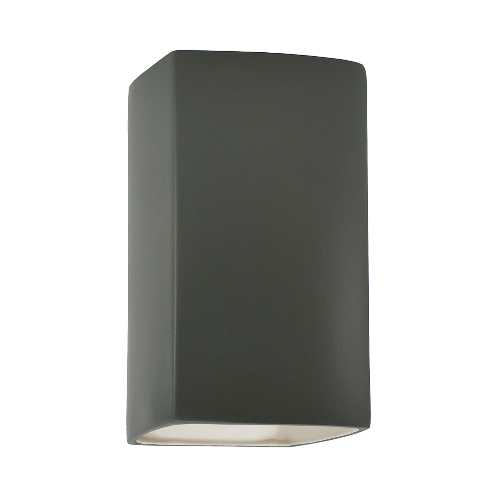 Ambiance Rectangle Open Top and Bottom Wall Light in Pewter Green (Large).