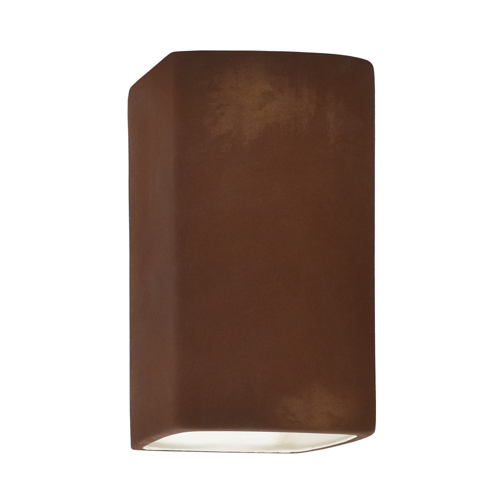 Ambiance Rectangle Open Top and Bottom Wall Light in Real Rust (Large).
