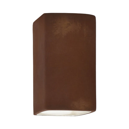 Ambiance Rectangle Open Top and Bottom Wall Light in Real Rust (Large).