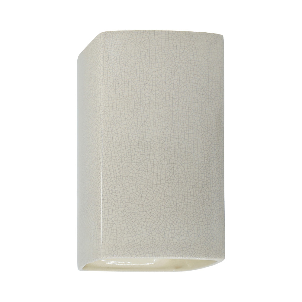 Ambiance Rectangle Open Top and Bottom Wall Light in White Crackle (Large).