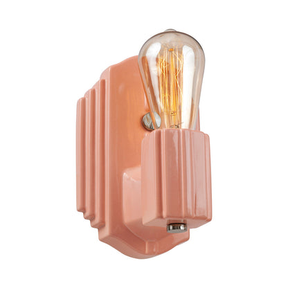 American Classics Deco Rectangle Wall Light in Gloss Blush/Brushed Nickel.
