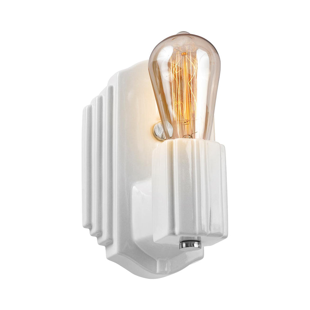 American Classics Deco Rectangle Wall Light in Gloss White/Brushed Nickel.