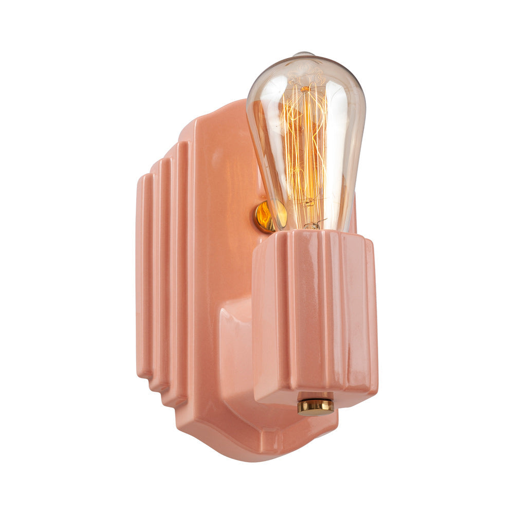 American Classics Deco Rectangle Wall Light in Gloss Blush/Polished Brass.