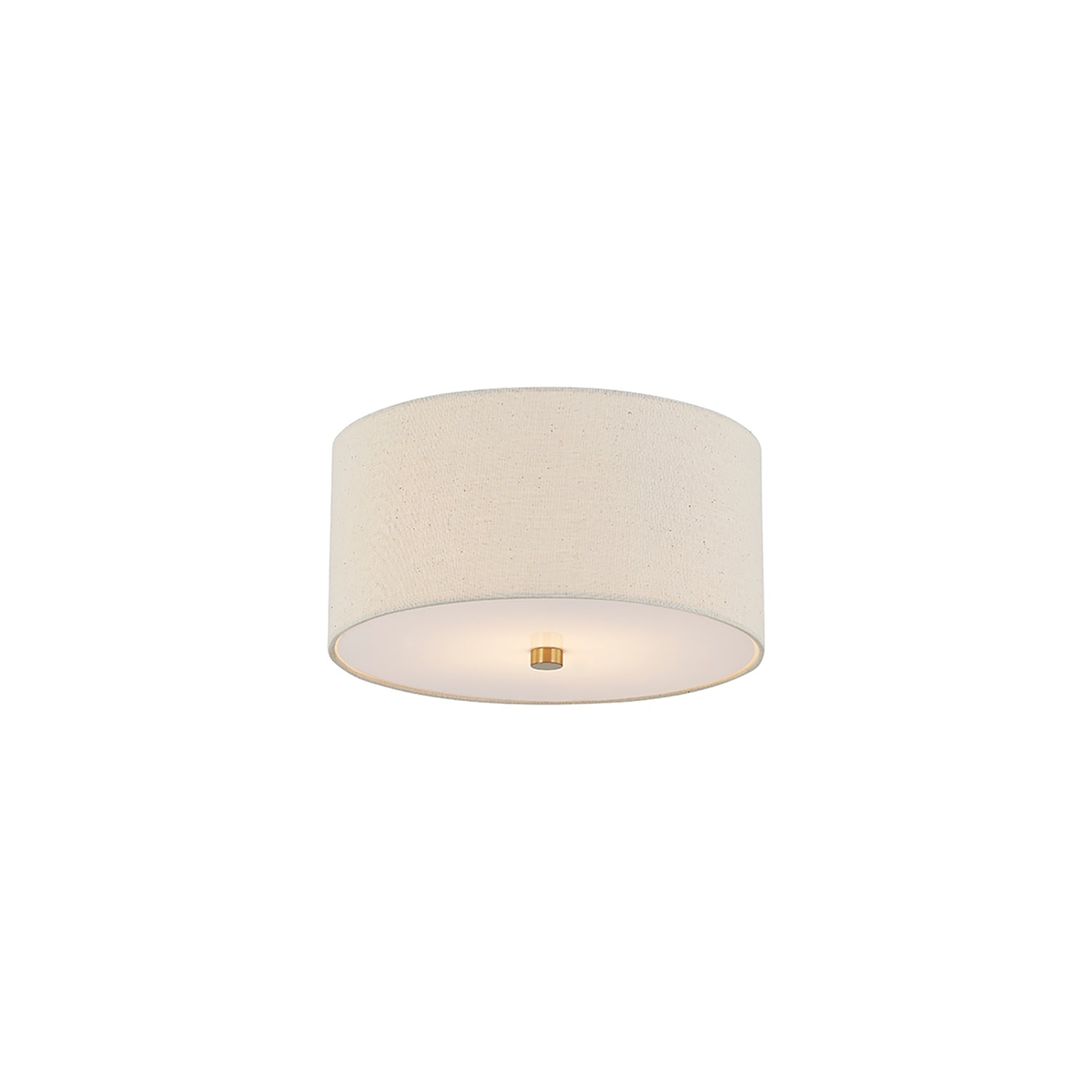 Classic Drum Flush Mount Ceiling Light in Brushed Brass/Cream (11-Inch).