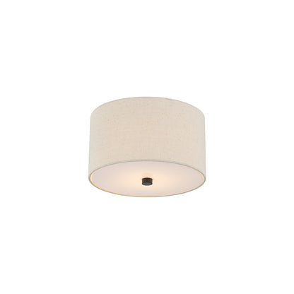 Classic Drum Flush Mount Ceiling Light in Matte Black/Cream (11-Inch).