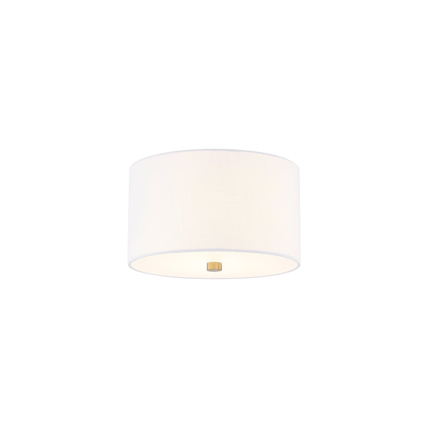 Classic Drum Flush Mount Ceiling Light in Brushed Brass/White (11-Inch).