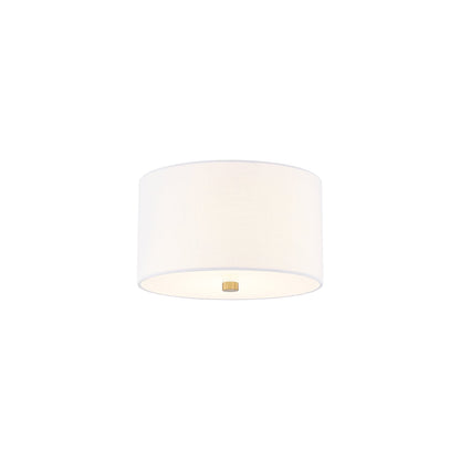 Classic Drum Flush Mount Ceiling Light in Brushed Brass/White (11-Inch).