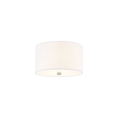 Classic Drum Flush Mount Ceiling Light in Brushed Nickel/White (11-Inch).