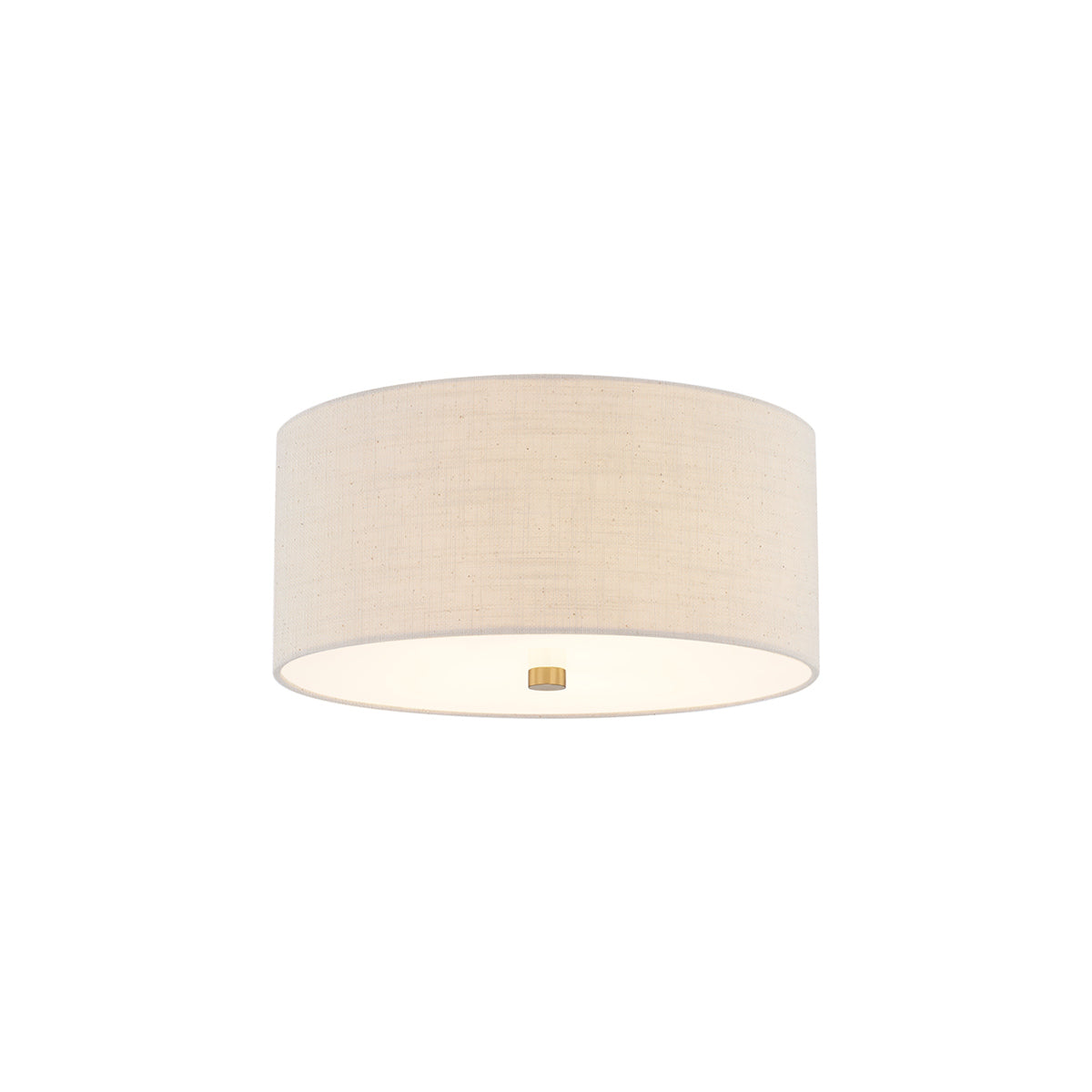 Classic Drum Flush Mount Ceiling Light in Brushed Brass/Cream (14-Inch).