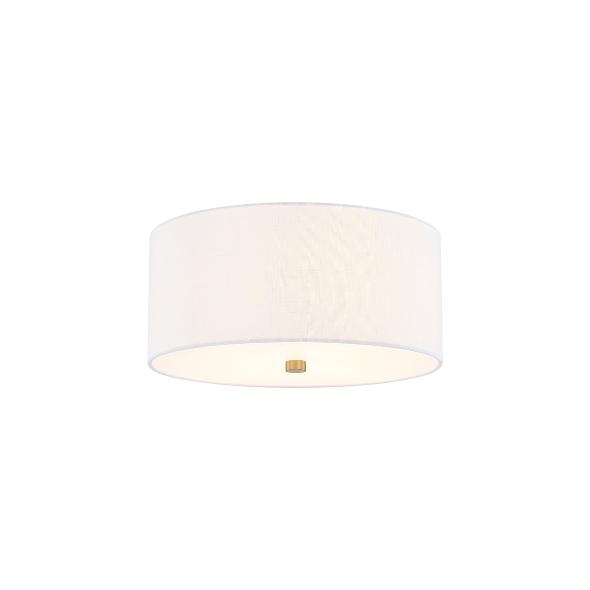 Classic Drum Flush Mount Ceiling Light in Brushed Brass/White (14-Inch).