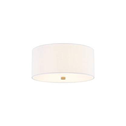 Classic Drum Flush Mount Ceiling Light in Brushed Brass/White (14-Inch).