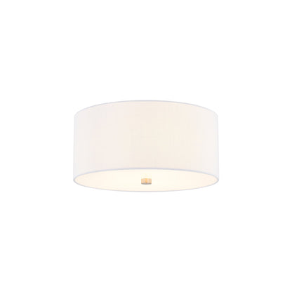 Classic Drum Flush Mount Ceiling Light in Brushed Nickel/White (14-Inch).