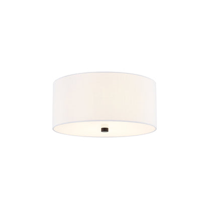 Classic Drum Flush Mount Ceiling Light in Matte Black/White (14-Inch).