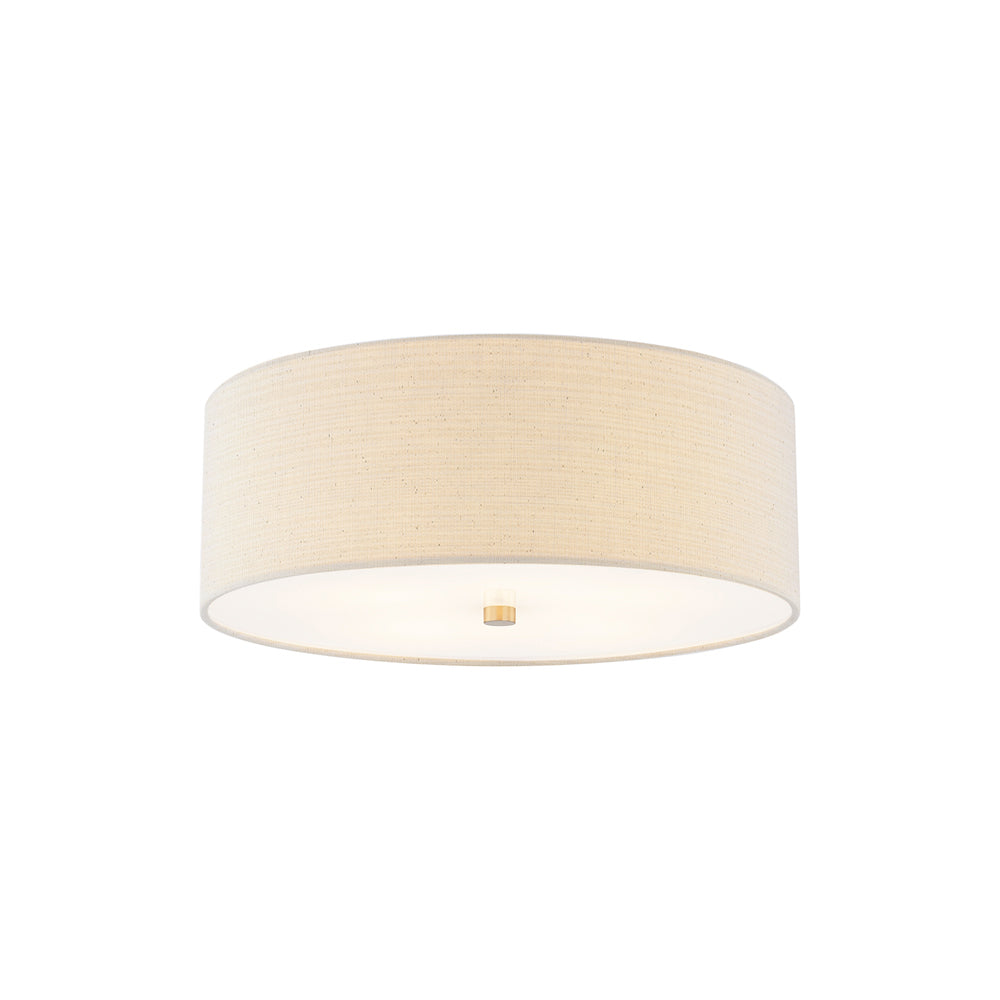 Classic Drum Flush Mount Ceiling Light in Brushed Brass/Cream (18-Inch).