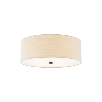 Classic Drum Flush Mount Ceiling Light in Matte Black/Cream (18-Inch).
