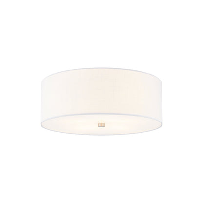 Classic Drum Flush Mount Ceiling Light in Brushed Nickel/White (18-Inch).