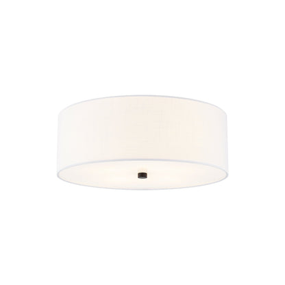 Classic Drum Flush Mount Ceiling Light in Matte Black/White (18-Inch).
