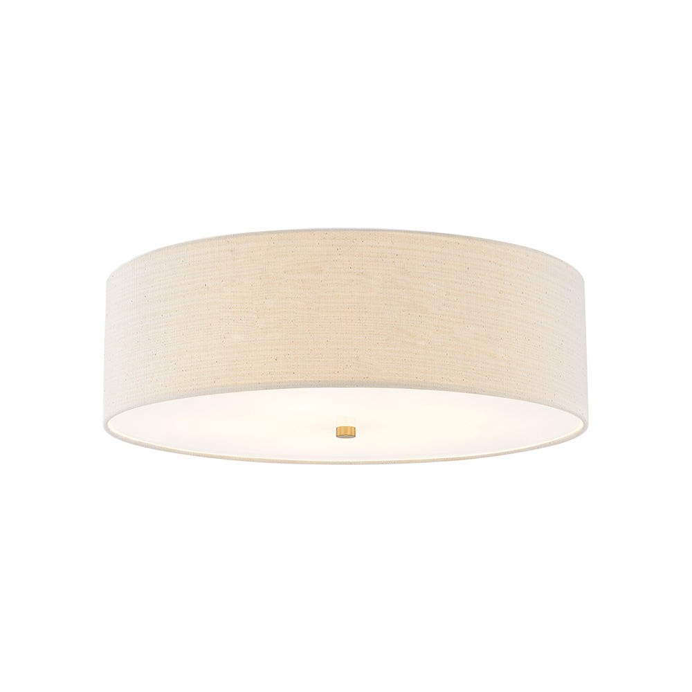 Classic Drum Flush Mount Ceiling Light in Brushed Brass/Cream (25-Inch).