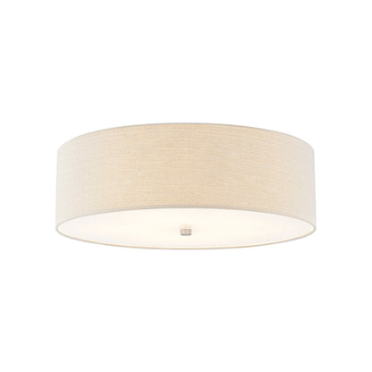 Classic Drum Flush Mount Ceiling Light in Brushed Nickel/Cream (25-Inch).