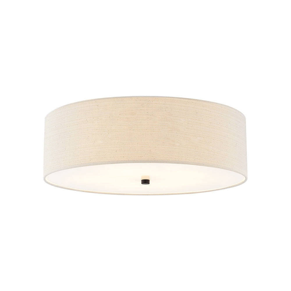 Classic Drum Flush Mount Ceiling Light in Matte Black/Cream (25-Inch).