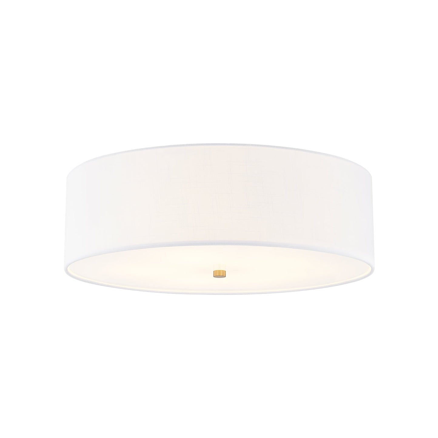 Classic Drum Flush Mount Ceiling Light in Brushed Brass/White (25-Inch).