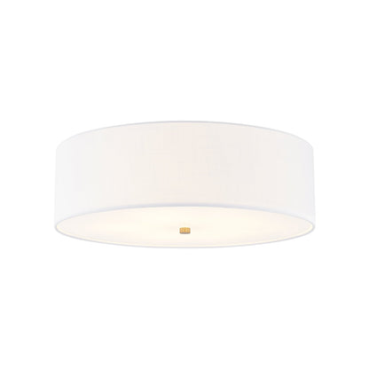 Classic Drum Flush Mount Ceiling Light in Brushed Brass/White (25-Inch).