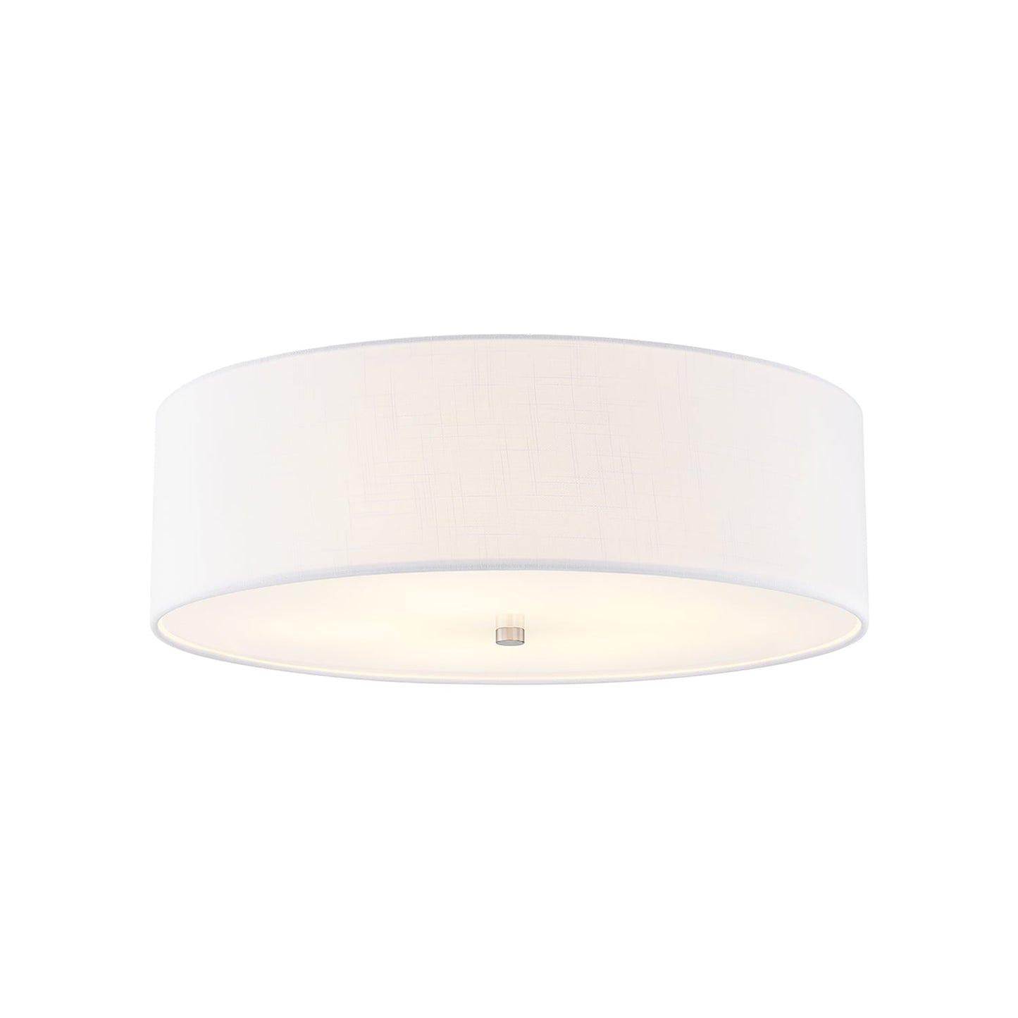 Classic Drum Flush Mount Ceiling Light in Brushed Nickel/White (25-Inch).