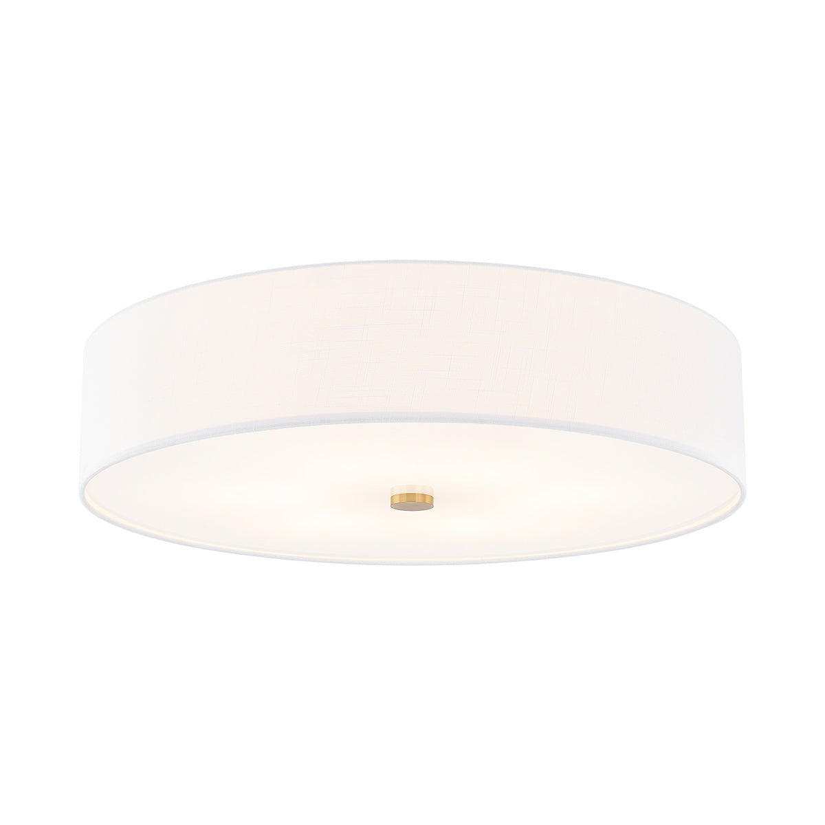 Classic Drum Flush Mount Ceiling Light in Brushed Brass/White (30-Inch).