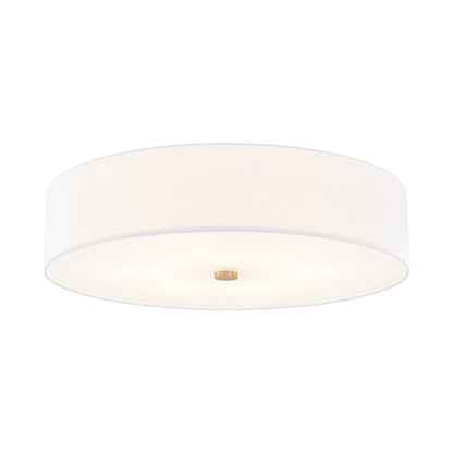 Classic Drum Flush Mount Ceiling Light in Brushed Brass/White (30-Inch).