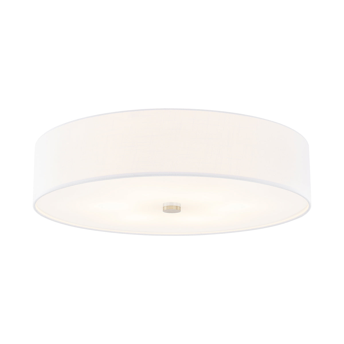 Classic Drum Flush Mount Ceiling Light in Brushed Nickel/White (30-Inch).