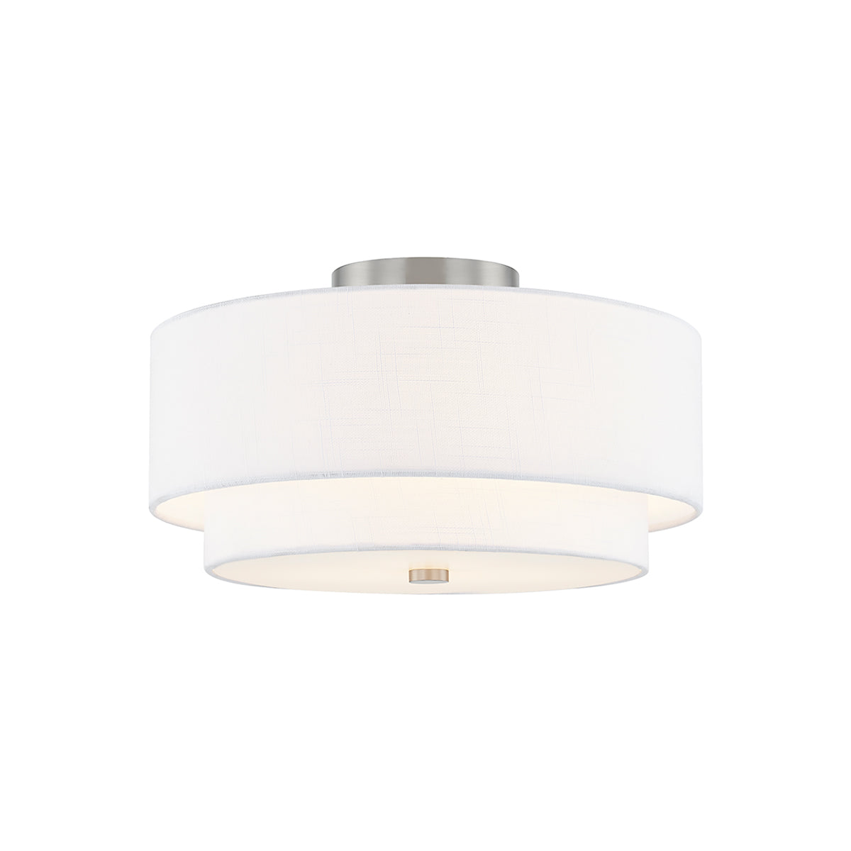 Classic Tiered Drum Semi Flush Mount Ceiling Light in White (15-Inch).