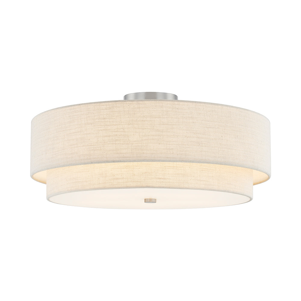 Classic Tiered Drum Semi Flush Mount Ceiling Light in Cream (22-Inch).