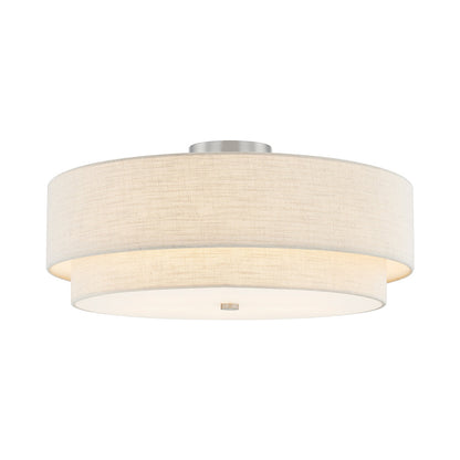Classic Tiered Drum Semi Flush Mount Ceiling Light in Cream (22-Inch).