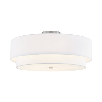 Classic Tiered Drum Semi Flush Mount Ceiling Light in White (22-Inch).