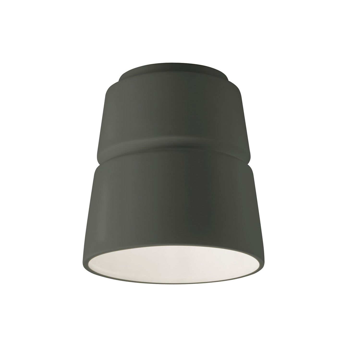 Cone Flush Mount Ceiling Light in Pewter Green.